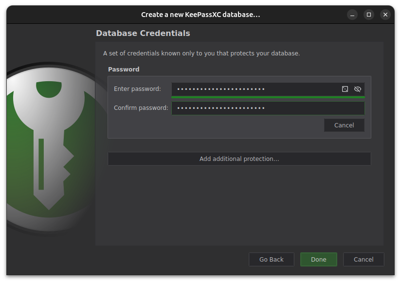 KeePassXC Set Master Password